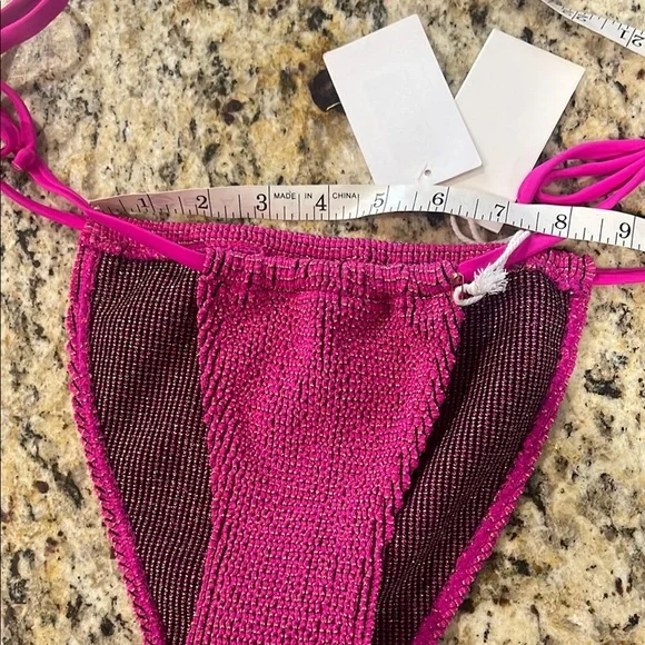 Good American Swim Always Fits Tiny Ties Metallic Bikini Bottoms NWT - Picture 11 of 12